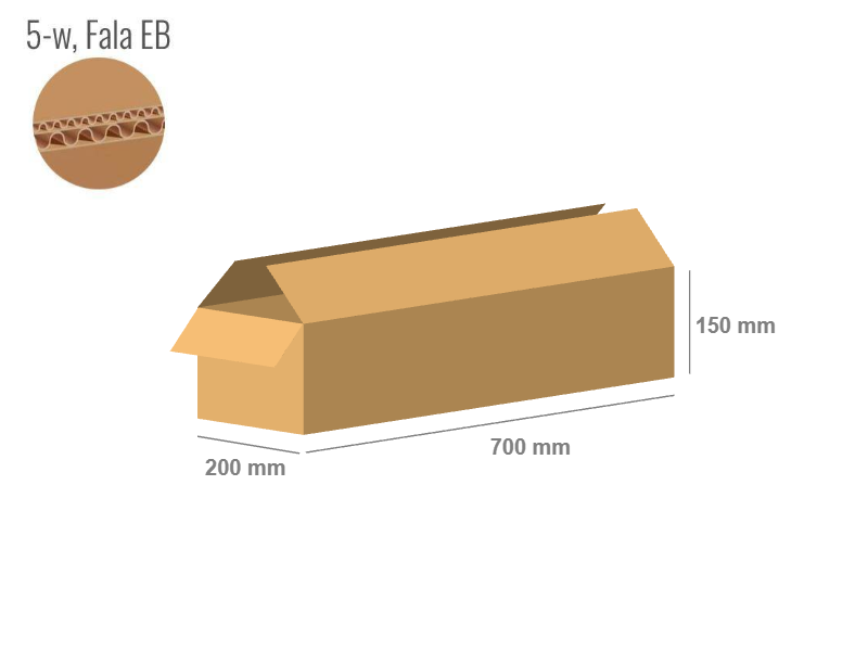 Karton 700x200x150 - mit Klappen (FEFCO 201) - 2-wellig (5-Schicht)