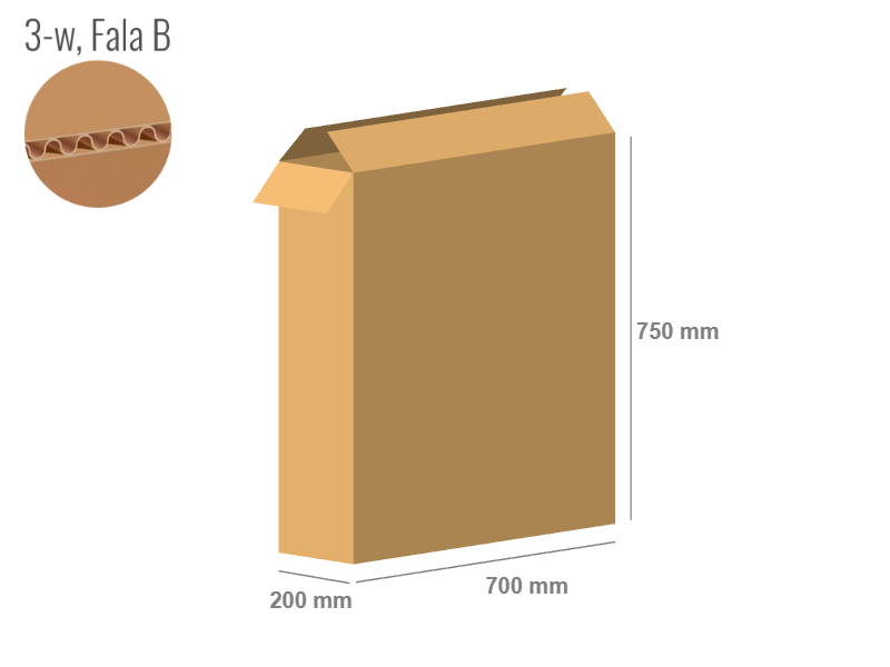 Karton 700x200x750 - mit Klappen (FEFCO 201) - 1-wellig (3-Schicht)