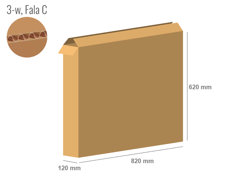 Karton 820x120x620 - mit Klappen (FEFCO 201) - 1-wellig (3-Schicht)