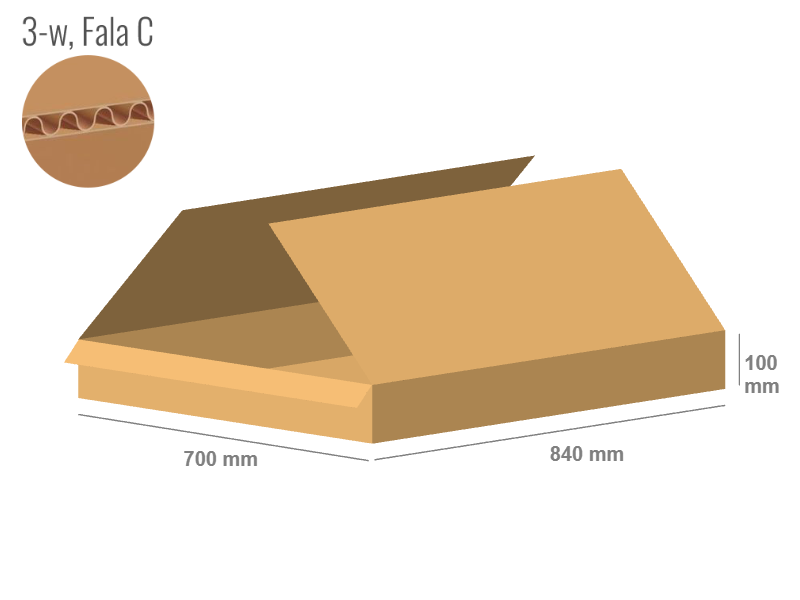 Karton 840x700x100 - mit Klappen (FEFCO 201) - 1-wellig (3-Schicht)