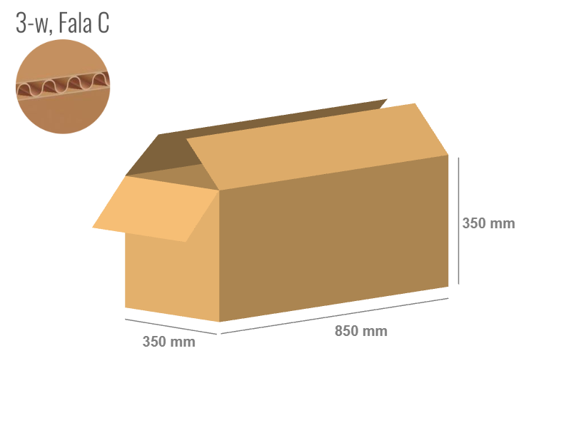 Karton 850x350x350 - mit Klappen (FEFCO 201) - 1-wellig (3-Schicht)