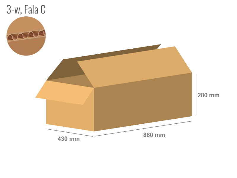 Karton 880x430x280 - mit Klappen (FEFCO 201) - 1-wellig (3-Schicht)