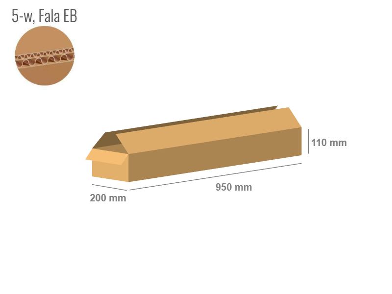 Karton 950x200x110 - mit Klappen (FEFCO 201) - 2-wellig (5-Schicht)