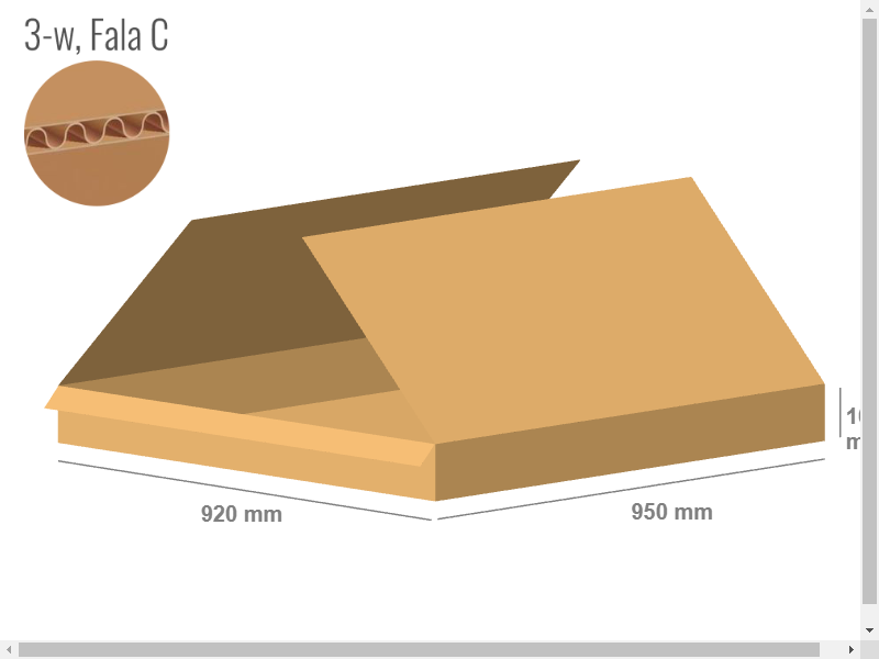 Karton 950x920x100 - mit Klappen (FEFCO 201) - 1-wellig (3-Schicht)