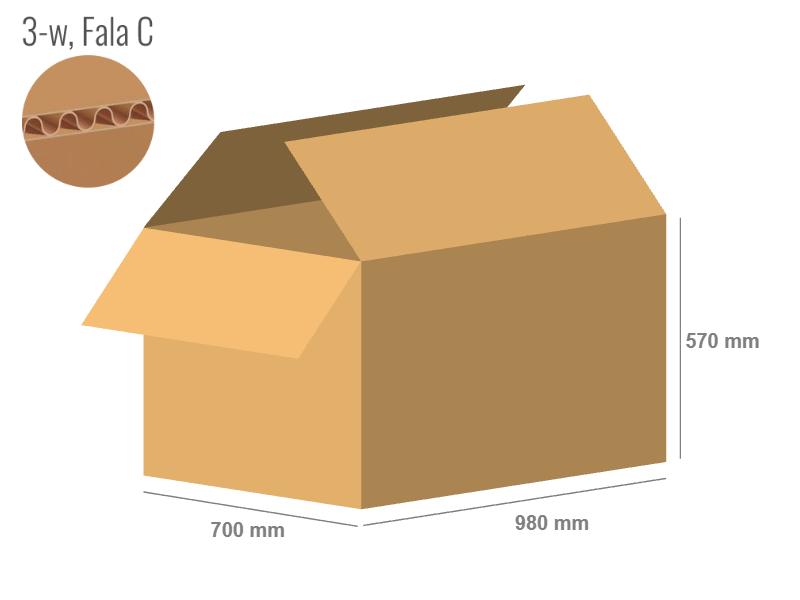 Karton 980x700x570 - mit Klappen (FEFCO 201) - 1-wellig (3-Schicht)