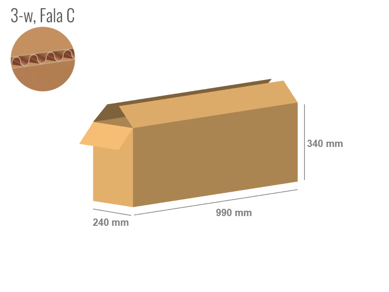 Karton 990x240x340 - mit Klappen (FEFCO 201) - 1-wellig (3-Schicht)