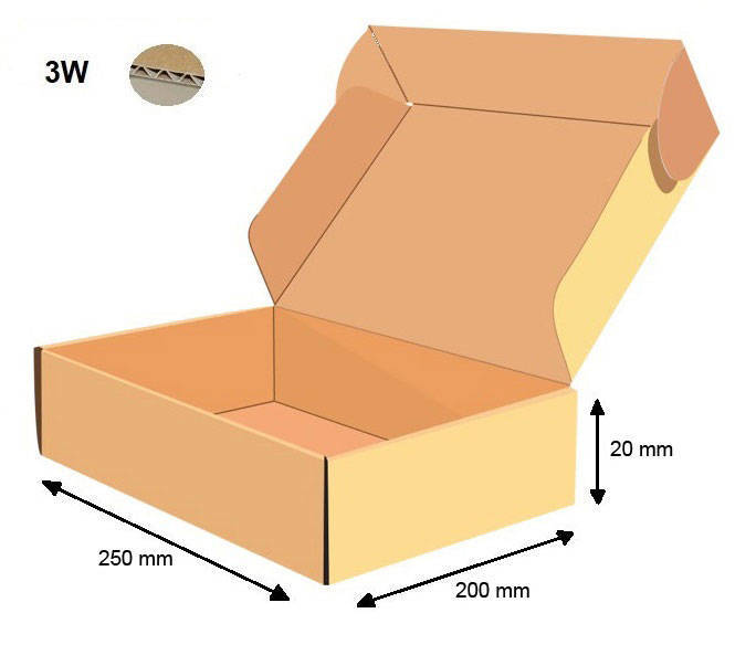 Pudełko fasonowe 250x200x20 - Fefco 427