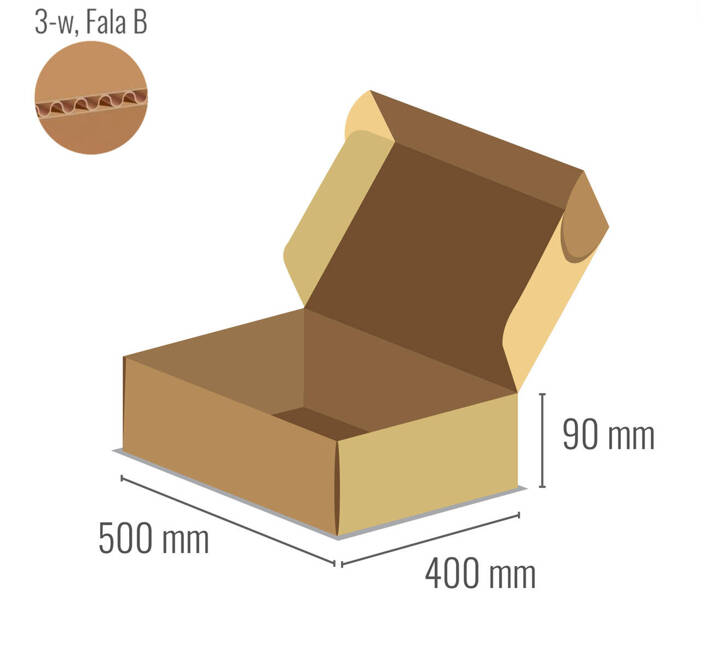 Pudełko fasonowe 500x400x90 - Fefco 427