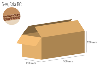 Cardboard box 550x250x200 - with Flaps (Fefco 201) - Double Wall (5-layer)