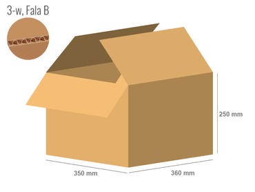 Cardboard box 360x350x250 - with Flaps (Fefco 201) - Single Wall (3-layer)
