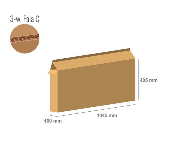Pudełko kartonowe 1045x100x405 z klapami na zakład - Klapowe Fefco 203