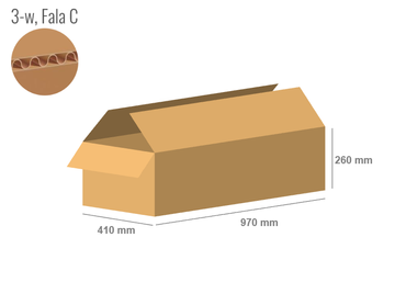 Cardboard box 970x410x260 - with Flaps (Fefco 201) - Single Wall (3-layer)