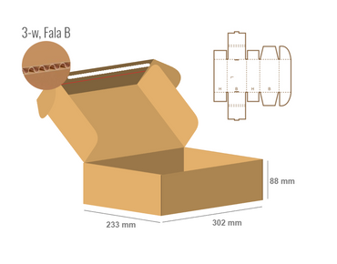 Pudełko fasonowe 302x233x88 - Fefco 427 BOX