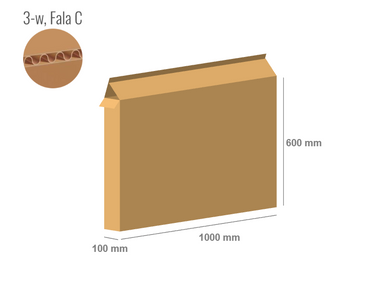 Pudełko kartonowe 1000x100x600 z klapami na zakład - Klapowe Fefco 203