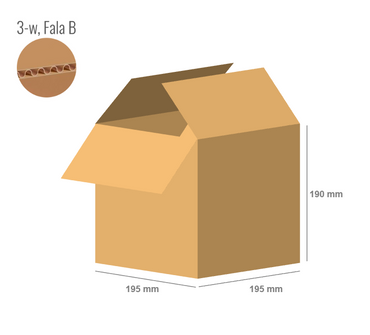 Karton 195x195x190 - mit Klappen (Fefco 201) - 3-Schicht (3w)