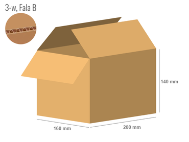 Cardboard box 200x160x140 - with Flaps (Fefco 201) - Single Wall (3-layer)