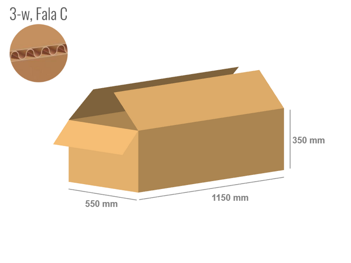 Cardboard box 1150x550x350 - with Flaps (Fefco 201) - Single Wall (3-layer)