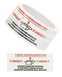 Taśma "UWAGA Taśma Bezpieczeństwa" 48mm/50y kauczuk