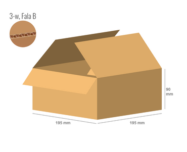 Cardboard box 195x195x90 - with Flaps (Fefco 201) - 3-layer (3w)