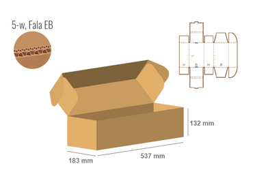 Pudełko fasonowe z tektury 5-warstwowej 537x183x132 - Fefco 427