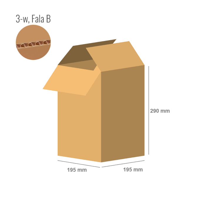 Karton 195x195x290 - mit Klappen (Fefco 201) - 3-Schicht (3w)