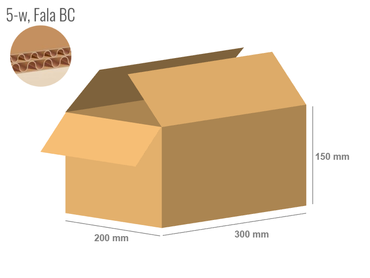 Cardboard box 300x200x150 - with Flaps (Fefco 201) - Double Wall (5-layer)
