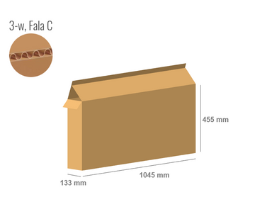 Pudełko kartonowe 1045x133x455 z klapami na zakład - Klapowe Fefco 203