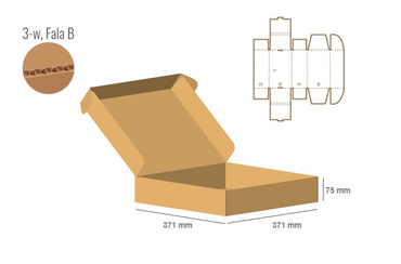 Pudełko fasonowe 371x371x75 - Fefco 427