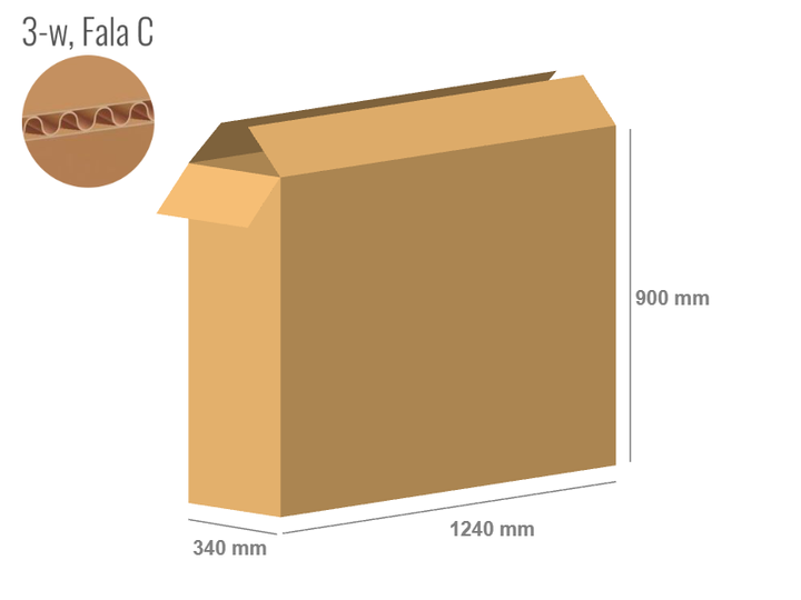 Cardboard box 1240x340x900 - with Flaps (Fefco 201) - Single Wall (3-layer)