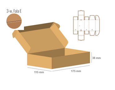 Pudełko fasonowe 175x115x38 - Fefco 427