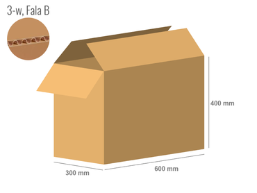 Cardboard box 600x300x400 - with Flaps (Fefco 201) - Single Wall (3-layer)