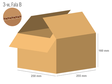 Cardboard box 255x250x160 - with Flaps (Fefco 201) - Single Wall (3-layer)