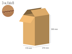 Karton 210x170x300 - mit Klappen (FEFCO 201) - 1-wellig (3-Schicht)