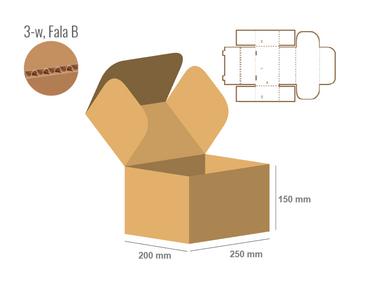 Pudełko fasonowe 250x200x150 - Fefco 426