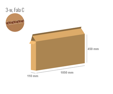 Pudełko kartonowe 1050x110x450 z klapami na zakład - Klapowe Fefco 203