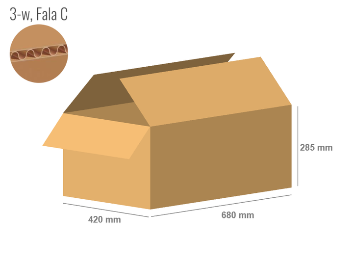Cardboard box 680x420x285 - with Flaps (Fefco 201) - Single Wall (3-layer)