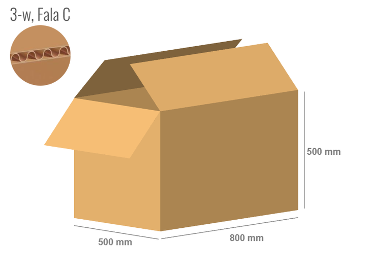 Cardboard box 800x500x500 - with Flaps (Fefco 201) - Single Wall (3-layer)