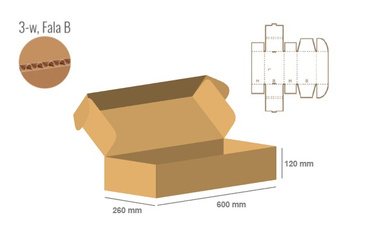 Pudełko fasonowe 600x260x120 - Fefco 427