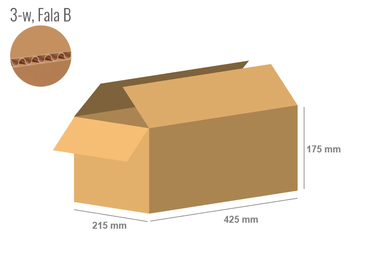 Cardboard box 425x215x175 - with Flaps (Fefco 201) - Single Wall (3-layer)