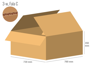 Cardboard box 760x730x350 - with Flaps (Fefco 201) - Single Wall (3-layer)