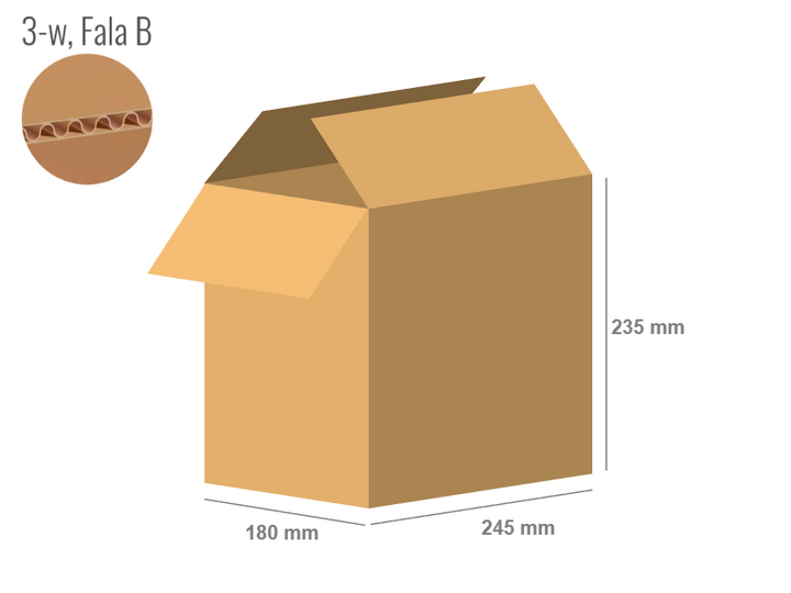 Karton 245x180x235 - mit Klappen (FEFCO 201) - 1-wellig (3-Schicht)