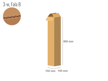 Cardboard box 150x150x800 - with Flaps (Fefco 201) - Single Wall (3-layer)