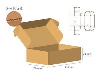 Pudełko fasonowe pod paczkomat Gabaryt A 235x160x70 - Fefco 427