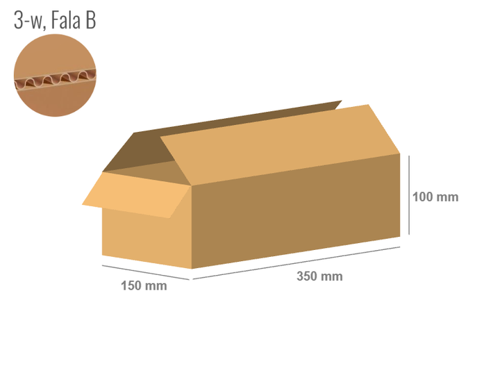 Cardboard box 350x150x100 - with Flaps (Fefco 201) - Single Wall (3-layer)