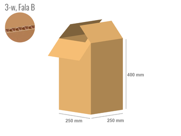 Cardboard box 250x250x400 - with Flaps (Fefco 201) - Single Wall (3-layer)