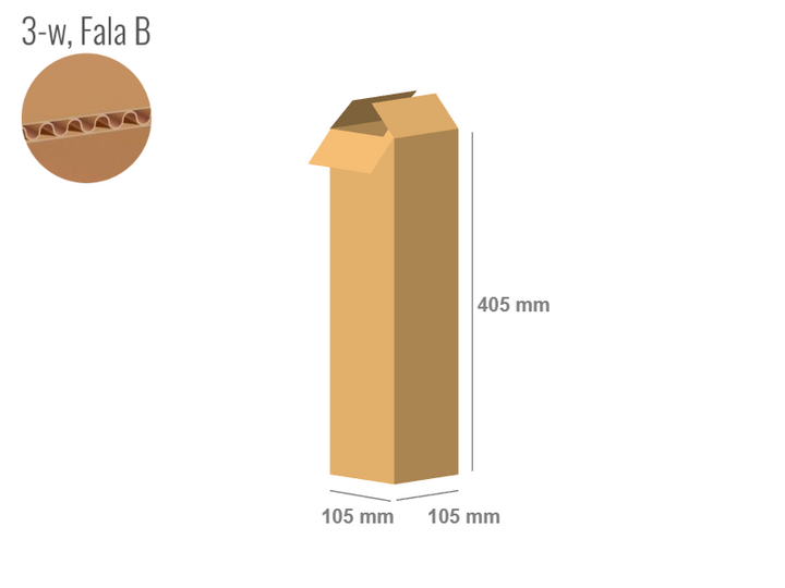 Cardboard box 105x105x405 - with Flaps (Fefco 201) - Single Wall (3-layer)