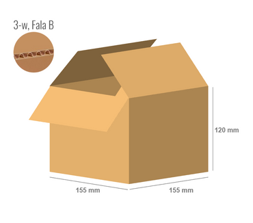 Karton 155x155x120 - mit Klappen (Fefco 201) - 3-Schicht (3w)