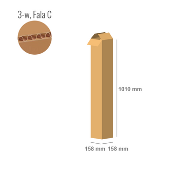 Cardboard box 158x158x1010 - with Flaps (Fefco 201) - 3-layer (3w)
