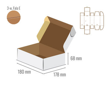 Pudełko fasonowe 180x178x68 - Fefco 427 - Bielone na zewnątrz