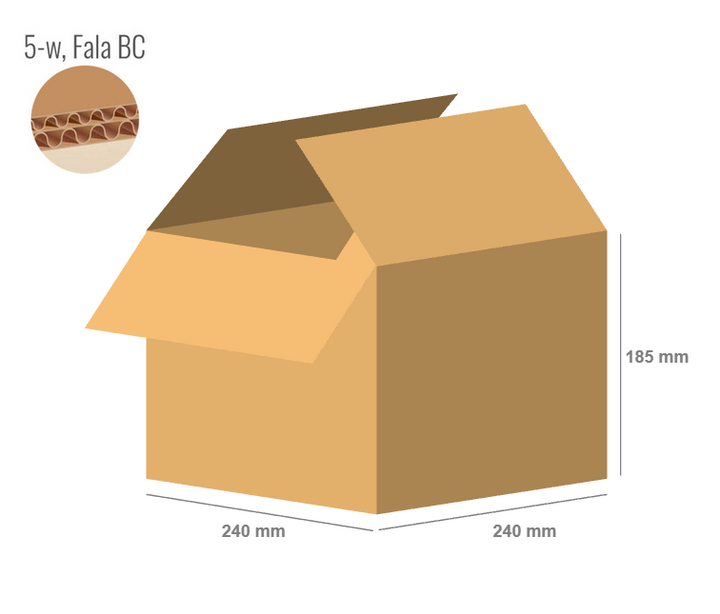 Cardboard box 240x240x185 - with Flaps (Fefco 201) - 5-layer (5w)